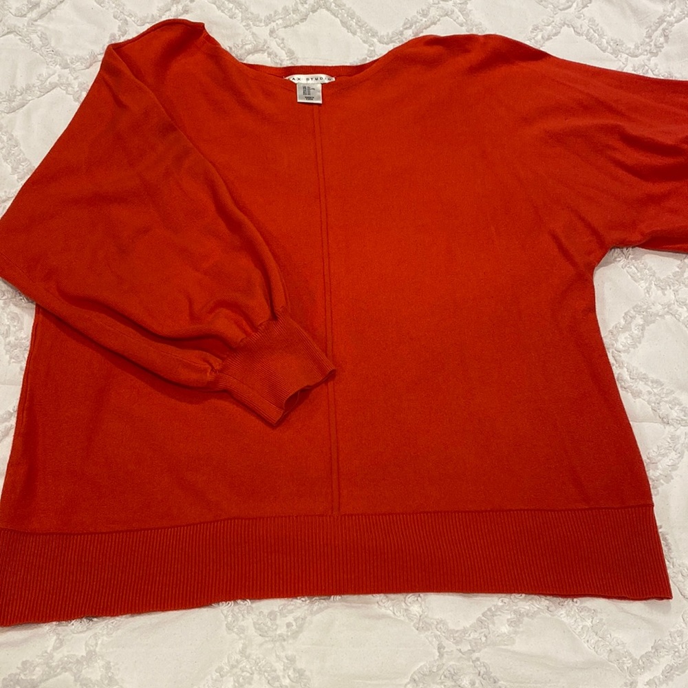 Max studio sweater with 3/4 balloon sleeves  , coral size XL
